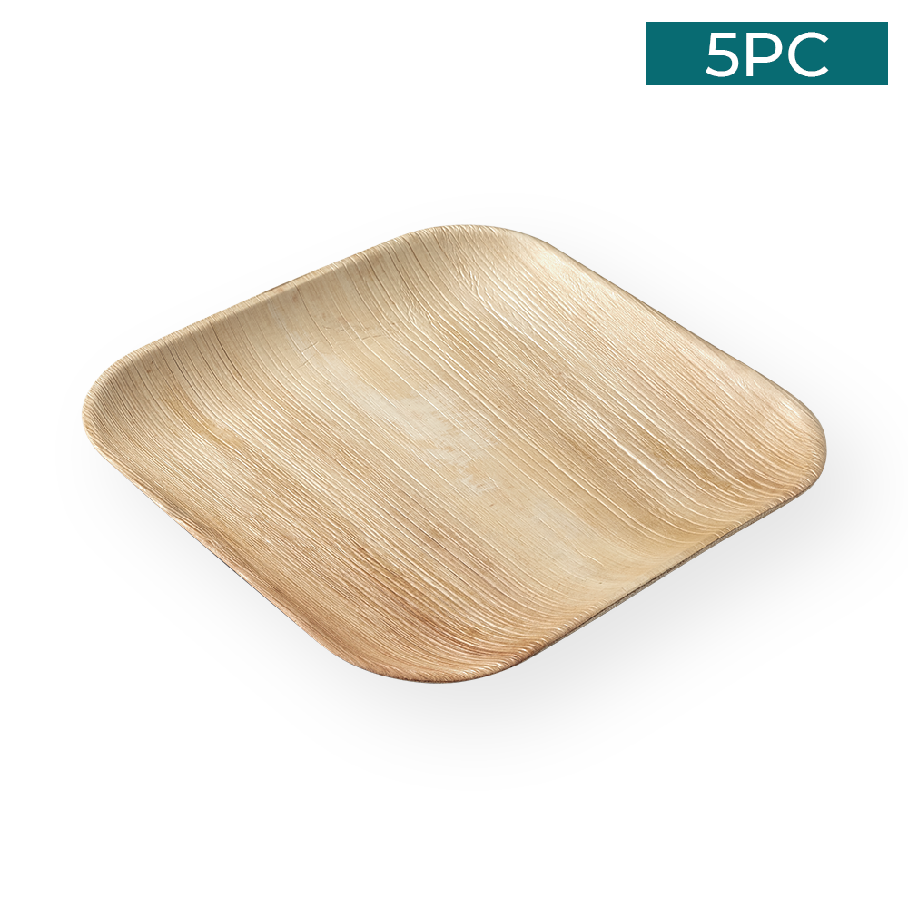 Areca Nut Leaf Large Square Plate 5PC