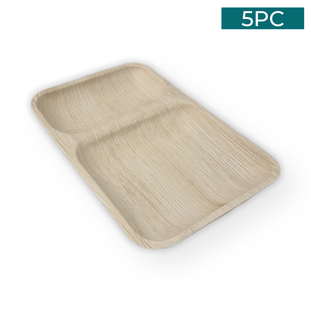 Areca Nut Leaf Divided Plate 5PC