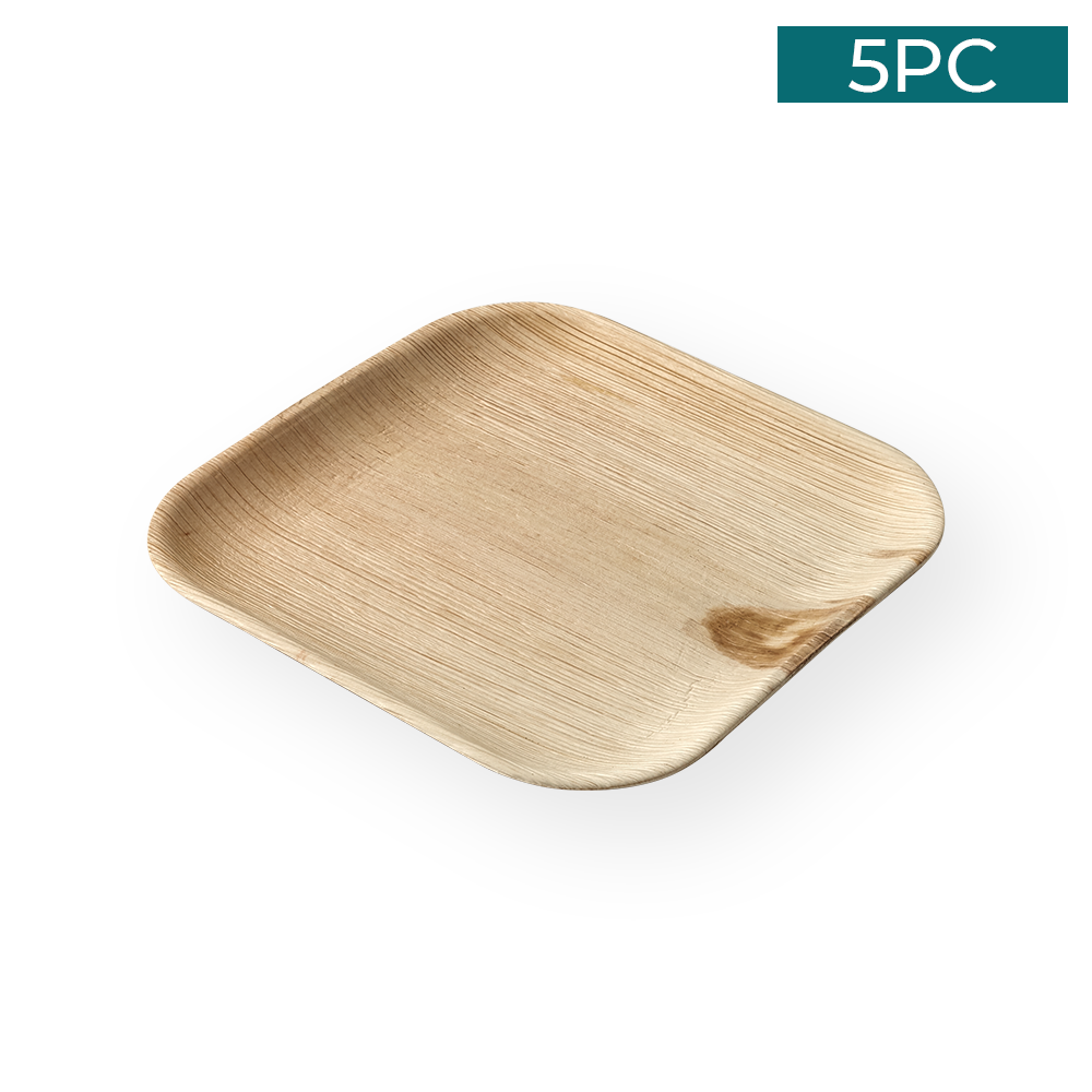 Areca Nut Leaf Medium Square Plate 5PC