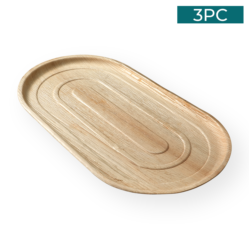 Areca Nut Leaf Large Serving Trays 3PC