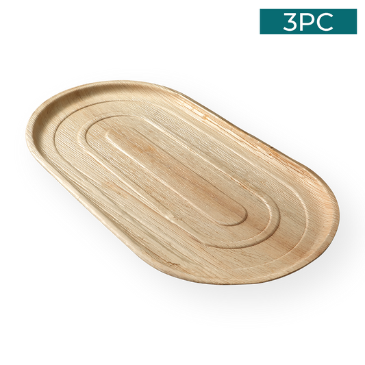 Areca Nut Leaf Large Serving Trays 3PC - EcoSouLife