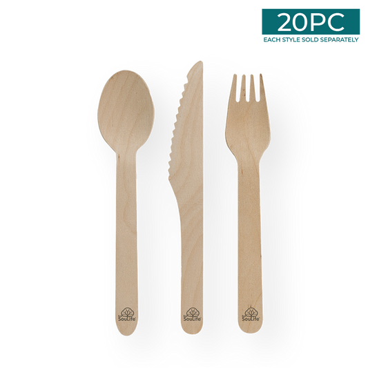 Wooden Cutlery 20PC - EcoSouLife