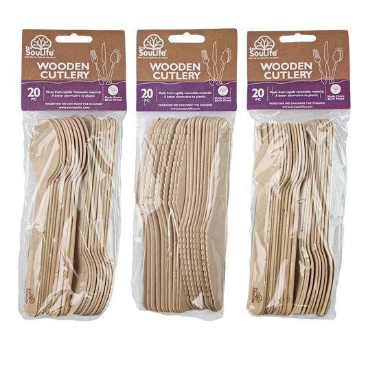 Wooden Cutlery 20PC - EcoSouLife