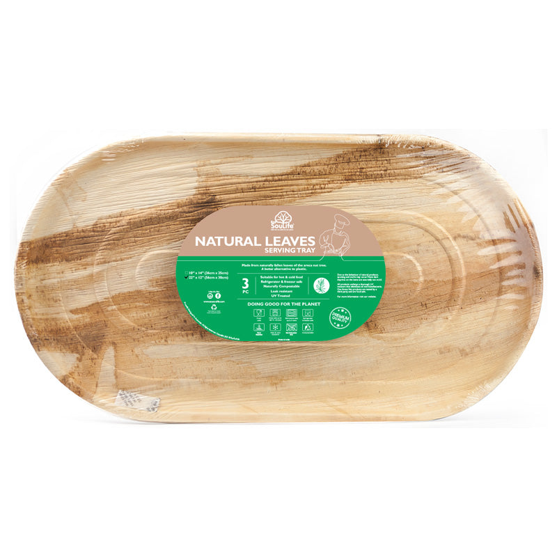 Areca Nut Leaf Large Serving Trays 3PC - EcoSouLife