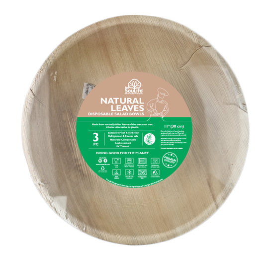 Areca Nut Leaf Salad Bowl 3PC - EcoSouLife
