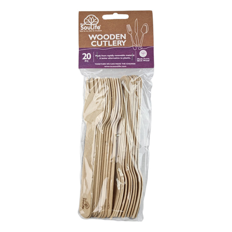 Wooden Cutlery 20PC - EcoSouLife