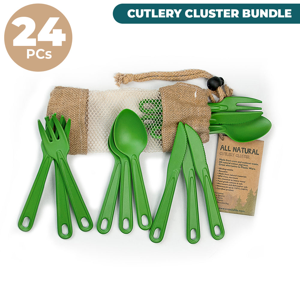 All Natural Cutlery Cluster - 24 Piece Set