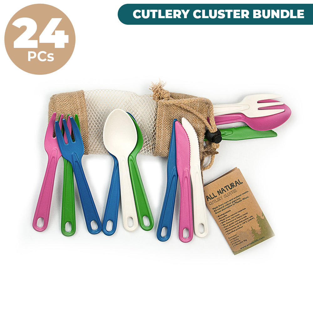 All Natural Cutlery Cluster - 24 Piece Set