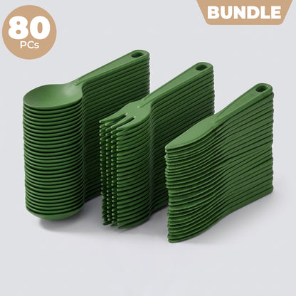 All Natural Travel Cutlery Set (Green) - Bundle