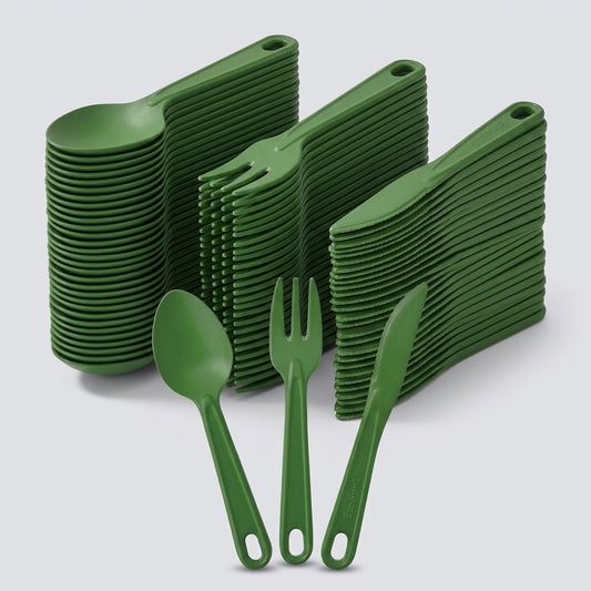 All Natural Travel Cutlery Set (Green) - Bundle