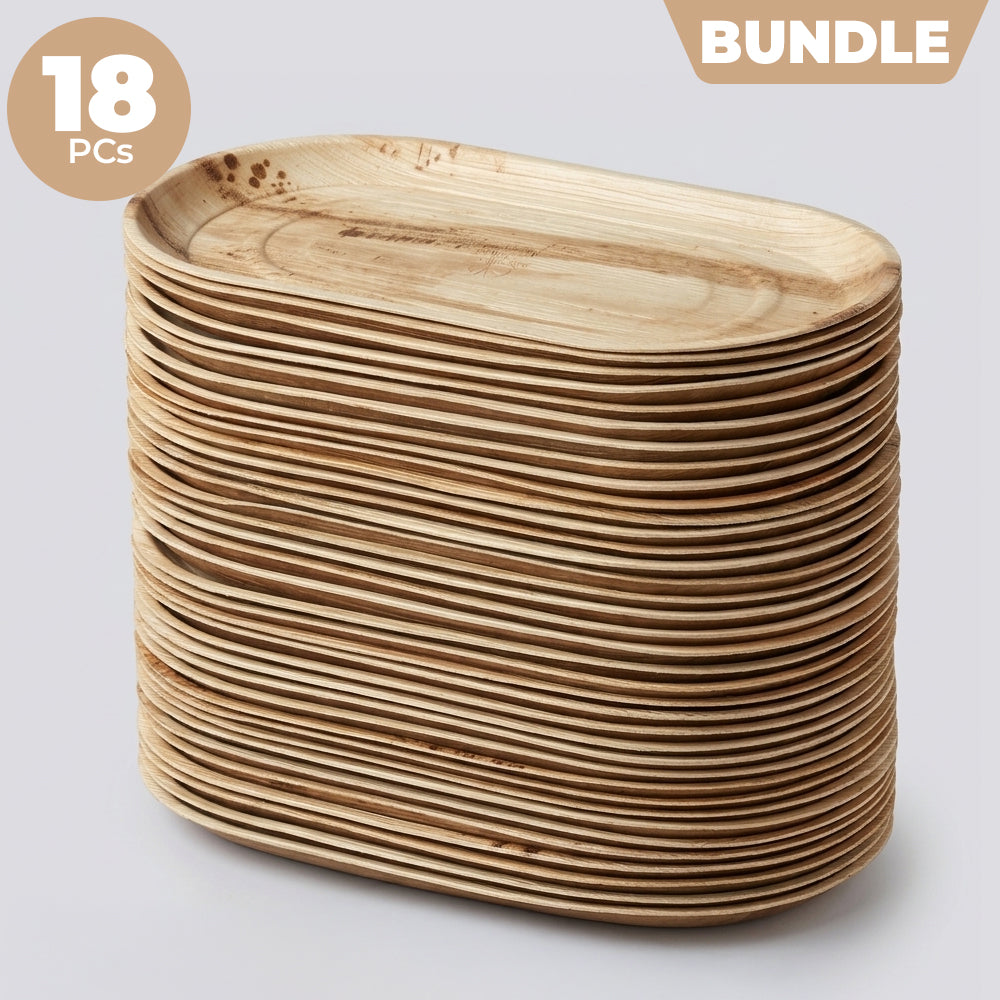 Areca Nut Leaf Serving Trays - Large (Bundle)