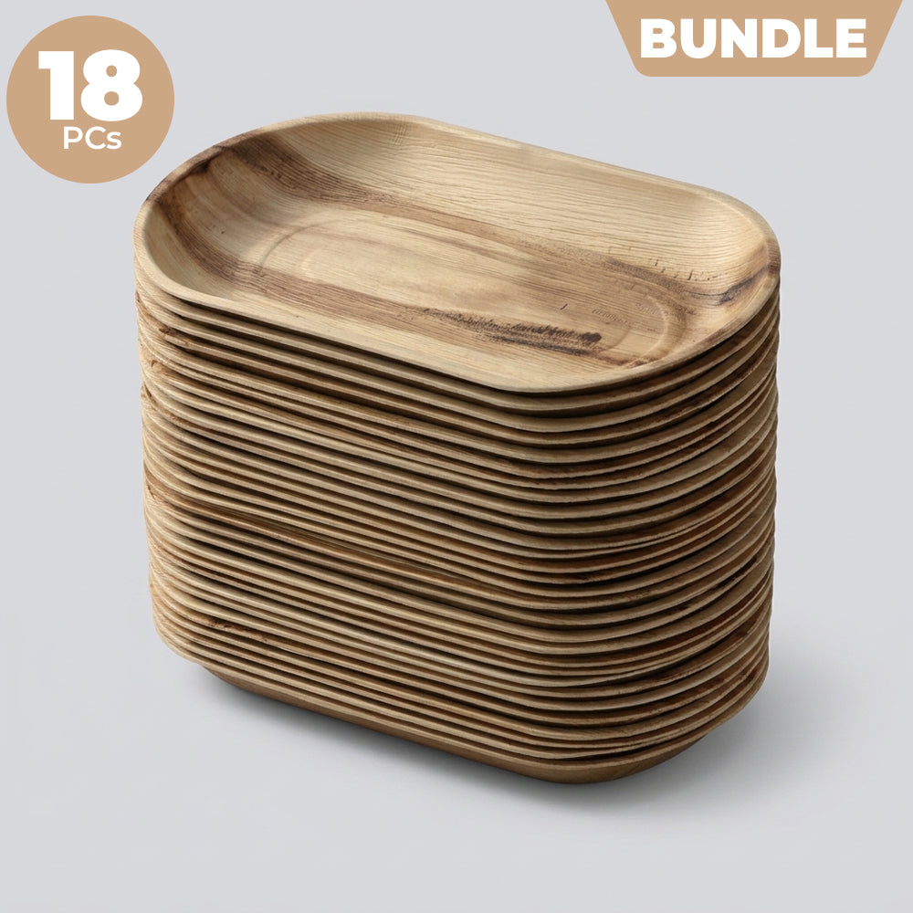 Areca Nut Leaf Serving Trays - Medium (Bundle)