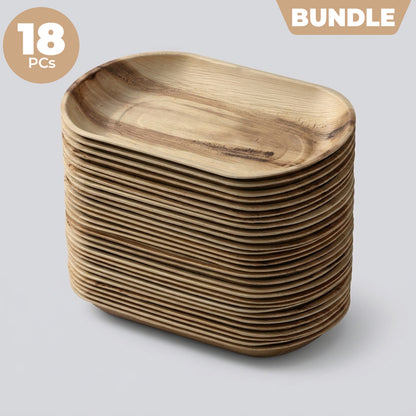 Areca Nut Leaf Serving Trays - Medium (Bundle)