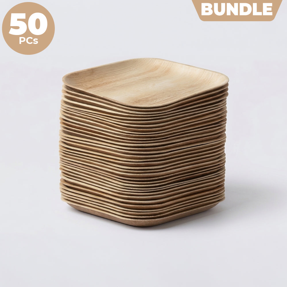 Areca Nut Leaf Large Square Plates (25cm / 10") - Bulk Bundle