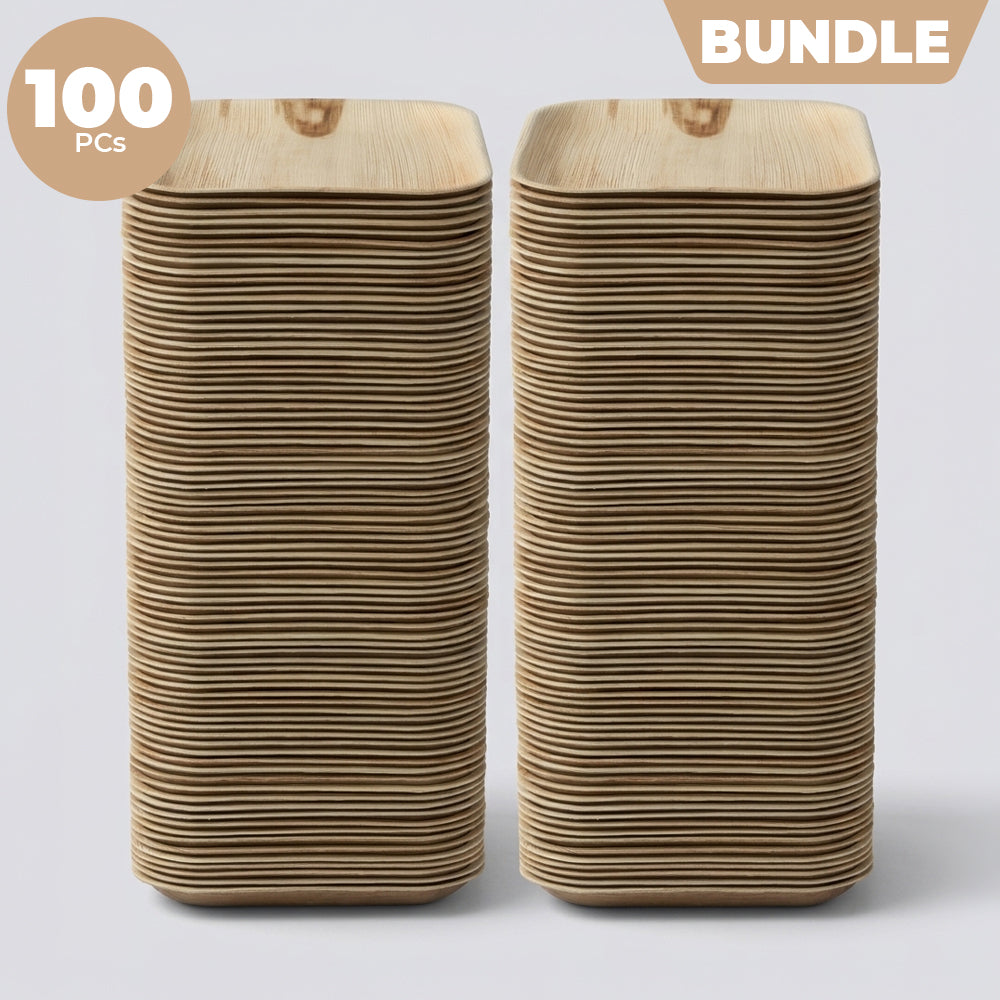 Areca Nut Leaf Medium Square Plates (20cm / 8") - Bundle