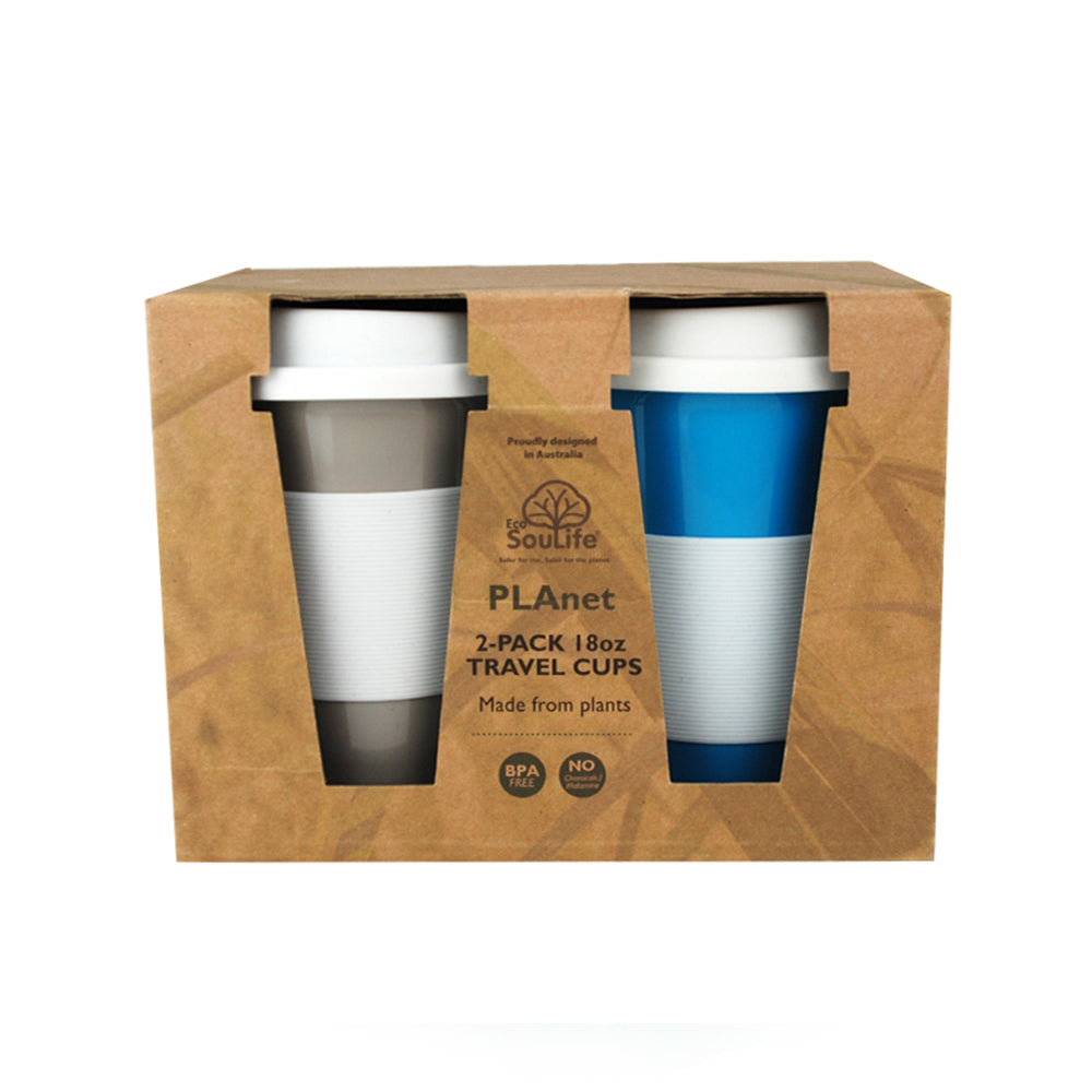 PLAnet Coffee Travel Cups (18oz / 530ml) - 2 Pack