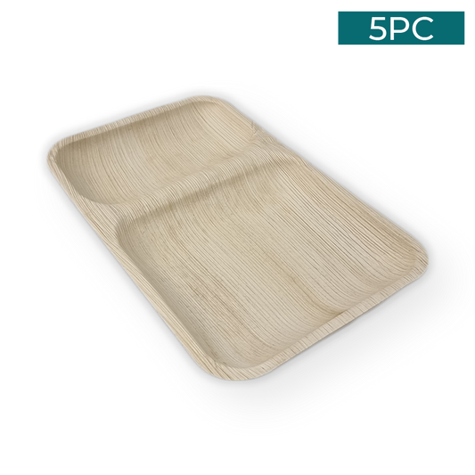 Areca Nut Leaf Divided Plate 5PC