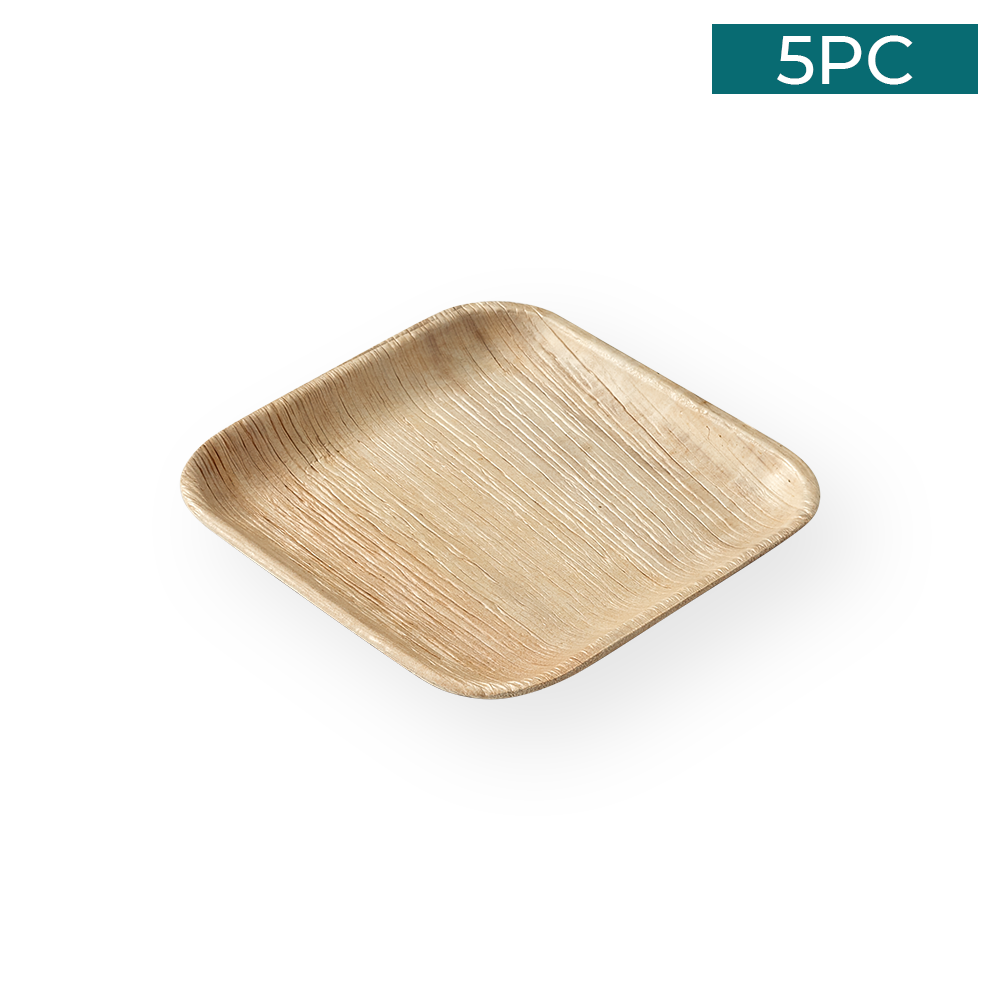 Areca Nut Leaf Small Square Plate 5PC