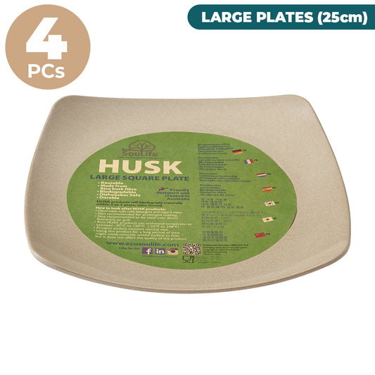 Rice Husk Large Square Dinner Plate - Bundle