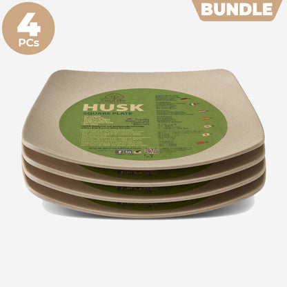 Rice Husk Large Square Dinner Plate - Bundle