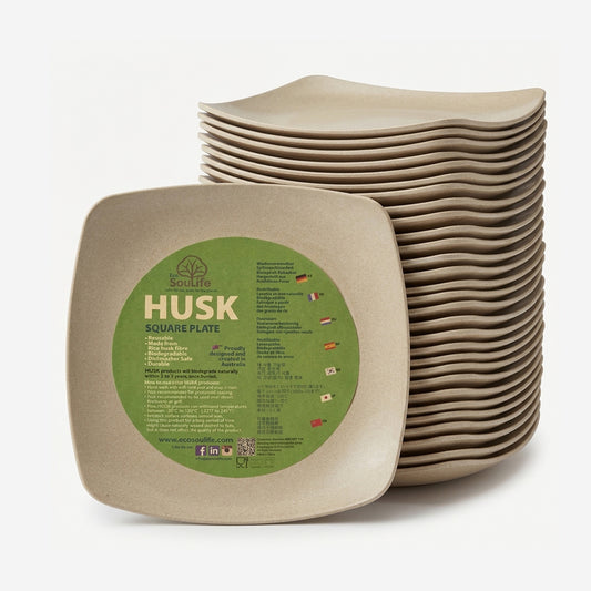Rice Husk Small Square Plate - Bundle