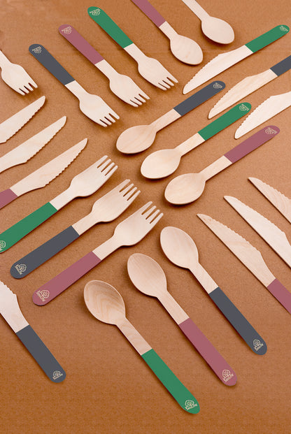 Wooden Coloured Cutlery Set (24 Piece Service for 8)