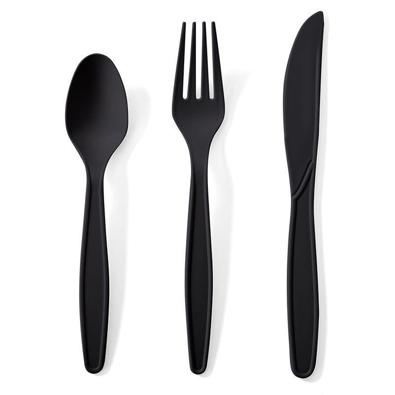 EcoSouLife Cornstarch Cutlery Set Black Cornstarch Material