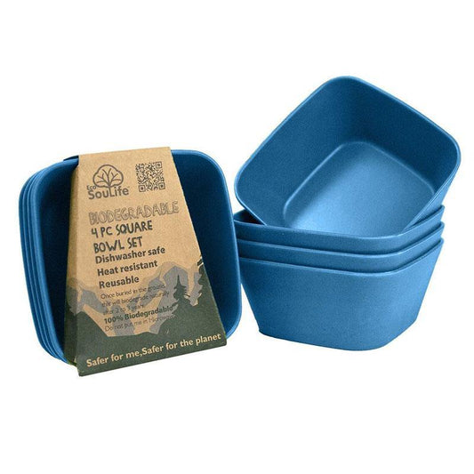 Bamboo Bowl Square (4PC) Navy - EcoSouLife