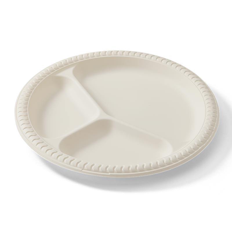 EcoSouLife Divided Plate White Cornstarch Material